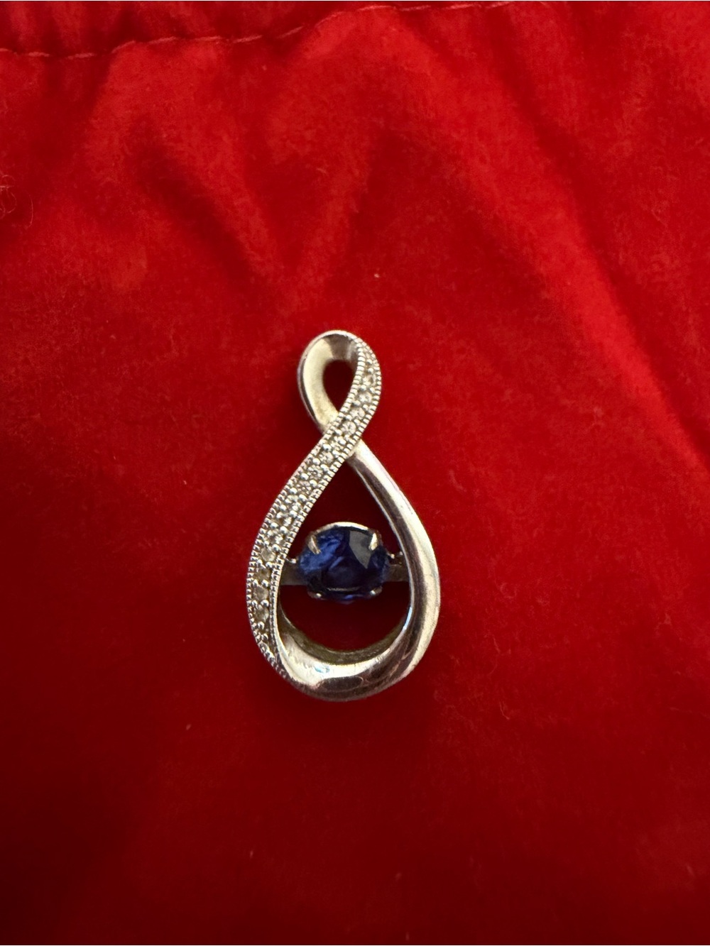 925 sterling silver Infinity Pendant Necklace Blue Gemstone Dancing Rocking